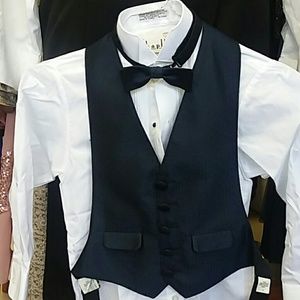 Navy 5 button Child's backless vest and tie set